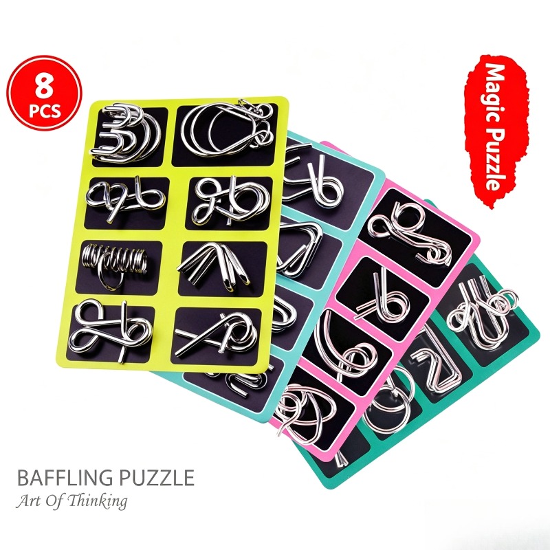 8 Pieces Metal Puzzle Set Clas - Party Games Classic recension och pris